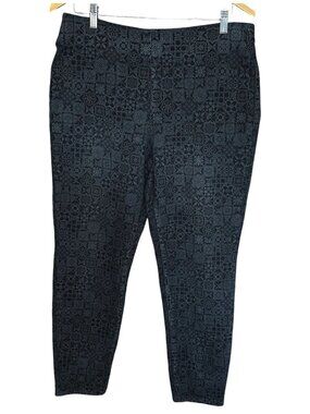 Soft Surroundings The Ultimate Denim Pull-on Jeans Size Large Black Floral